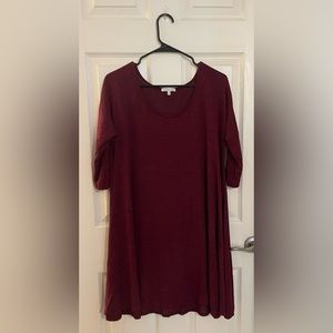 Maroon Charlotte Russe 3/4 sleeve swing dress